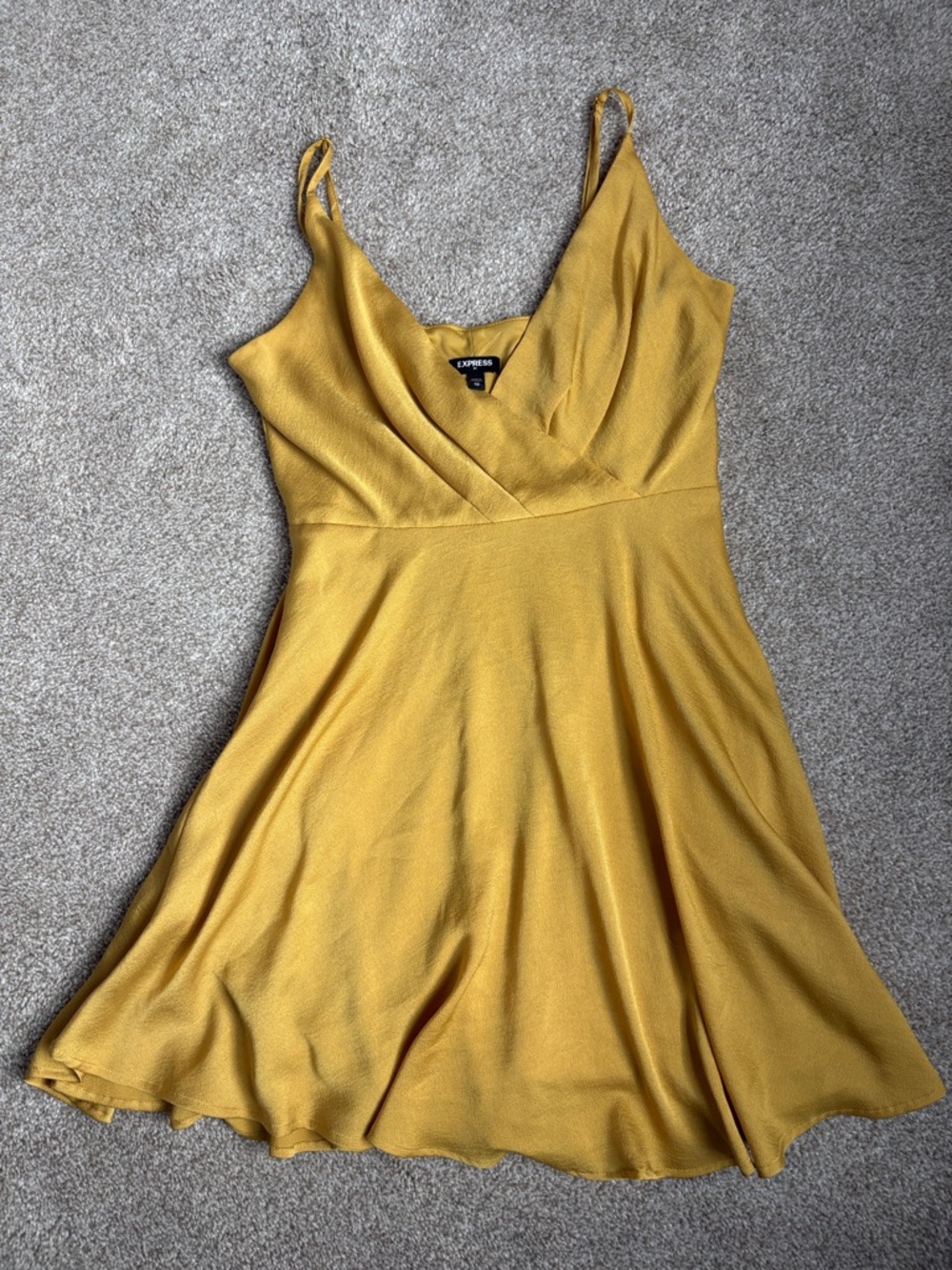 Express Mustard Yellow Slip Dress - Spaghetti Strap V-Neck